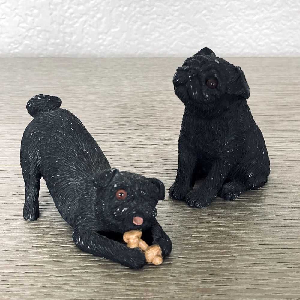 2-pc Winking Pug Dog Decor Figurines